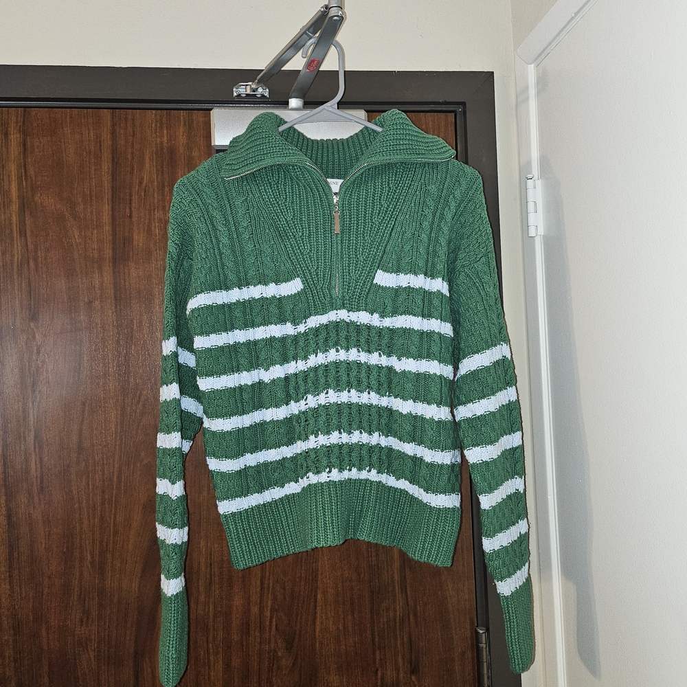 La Ligne Forest and White Knit Sweater
